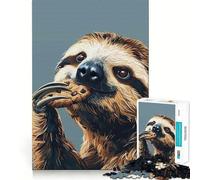 Puzzle de 1000 pièces représentant Un Paresseux Mangeant Un Biscuit, idéal pour Les Adolescents Jeu de réflexion et Anti-Stress Découpe Nette Liste de souhaits du Père Noël 50x75cm