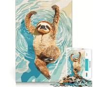 Puzzle de 1000 pièces représentant Un Paresseux nageant dans l'eau, idéal pour Les Adolescents Jeu de logique Simple, Passe-Temps apaisant, découpe Parfaite, Cadeau Classique 38x26cm