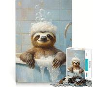 Puzzle de 1000 pièces représentant Un Paresseux prenant Un Bain Cadeau pour Adultes Exercice cérébral Jeu d'assemblage Artistique Relaxant Cadeau mémorable 38x26cm