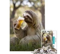 Puzzle de 1000 pièces représentant Un Paresseux sirotant Une bière Jeu Familial éducatif et Stimulant idéal comme Cadeau d'anniversaire pour développer l'analyse et la logique (38x52cm)
