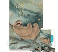 Puzzle de 1000 pièces représentant Un Paresseux sur Une Branche avec des Accents dorés, idéal pour Les Adolescents Jeu de logique Fine, Passe-Temps Calme, pièce de Collection aux Bords Nets 38x52cm