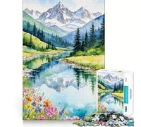 Puzzle de 1000 pièces représentant Un Paysage à l'aquarelle Jeu créatif et Stimulant Emboîtement Parfait Aucune pièce détachée Activité de Partage et de complicité à Partager en Famille (38x26cm)