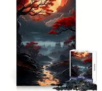 Puzzle de 1000 pièces représentant Un Paysage automnal de rivière avec Une Ville au Loin,idéal pour Les Adolescents Stimule la créativité et la réflexion Plaisir Garanti Bords précis Cadeau de Noël