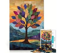 Puzzle de 1000 pièces représentant Un Paysage d'arbres en vitrail pour Adultes, Jeu de logique mentale, Doux et Relaxant, découpe Ferme, liste de souhaits du Père Noël 38x52cm