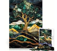 Puzzle de 1000 pièces représentant Un Paysage d'arbres en vitrail pour Adultes Stimule la mémoire, détend l'esprit, Bords précis, liste de souhaits du Père Noël 50x75cm