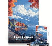 Puzzle de 1000 pièces représentant Un Paysage d'automne du lac Léman, idéal pour Adultes Exercice de logique et de précision, Jeu à Domicile, 38x26cm