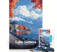 Puzzle de 1000 pièces représentant Un Paysage d'automne du lac Léman, idéal pour Adultes Exercice de logique et de précision, Jeu à Domicile, 38x26cm