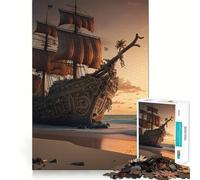Puzzle de 1000 pièces représentant Un Paysage de Bateau Pirate, idéal pour Les Adolescents Un Casse-tête Relaxant et Amusant à Assembler, Un Cadeau touchant (38x52cm)