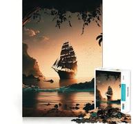 Puzzle de 1000 pièces représentant Un Paysage de Bateau Pirate, pour Adultes, Jouet Intelligent et Passe-Temps à la Maison, Bords Lisses, Objet de Collection (38x26cm)