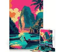 Puzzle de 1000 pièces représentant Un Paysage de Bateaux sur Une île Tropicale, idéal pour Adultes Stimule l'esprit, Offre Une Distraction Douce et des Bords Lisses Cadeau de Saison (38x52cm)