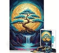 Puzzle de 1000 pièces représentant Un Paysage de bonsaï en vitrail pour Adultes 50x75cm Améliore la mémoire, Loisirs, Bords précis, pour Les fêtes