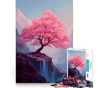 Puzzle de 1000 pièces représentant Un Paysage de Cascade et d'arbres en Fleurs Roses idéal pour Les Adolescents Jeu de logique mentale d'évasion et de Calme Objet de Collection aux Bords Fins