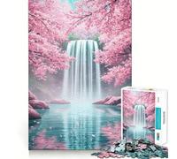 Puzzle de 1000 pièces représentant Un Paysage de Cascade et de cerisiers en Fleurs Jeu de Construction sans Espace Ajustement Parfait Activité gratifiante pour Les Jours de Pluie (38x26cm)