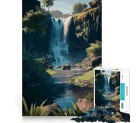 Puzzle de 1000 pièces représentant Un Paysage de Cascade pour Adultes Jeu de mémoire Amusant Assemblage sûr et Solide Activité familiale du Soir (50x75cm)