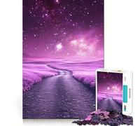 Puzzle de 1000 pièces représentant Un Paysage de Ciel Nocturne Violet pour Adultes Jeu de logique raffiné Détente et Plaisir Bords Nets Pièce d'art (38x26cm)