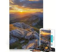 Puzzle de 1000 pièces représentant Un Paysage de Coucher de Soleil en Montagne, idéal pour Adultes Jeu intellectuel apaisant et décoratif Mural de qualité (50x75cm)