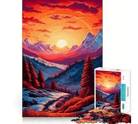 Puzzle de 1000 pièces représentant Un Paysage de Coucher de Soleil en Montagne, idéal pour Les Adolescents Think Toy, Un Jouet apaisant et Amusant, aux Lignes épurées et à Collectionner (38x52cm)