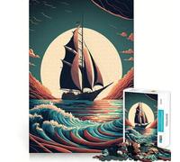 Puzzle de 1000 pièces représentant Un Paysage de Coucher de Soleil sur Un voilier idéal pour Les Adolescents Ce Puzzle stimule la mémoire soulage la Tension et Offre Une Belle qualité d'art (38x26cm)