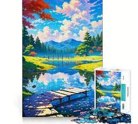 Puzzle de 1000 pièces représentant Un Paysage de lac Serein, idéal pour Les Adolescents Jeu de logique et de Train, léger et Relaxant, avec découpe Lisse Décoration Murale (38x52cm)