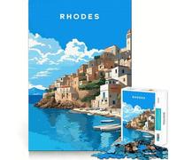 Puzzle de 1000 pièces représentant Un Paysage de l'île de Rhodes pour Adultes, Think Smart Toy, Family Joy, découpe précise, pièce d'art (38x26cm)