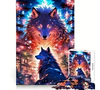 Puzzle de 1000 pièces représentant Un Paysage de Loups Japonais, idéal pour Les Adolescents stimule la mémoire, apaise l'esprit et Offre Un Divertissement sans Couture Parfait pour Noël (50x75cm)