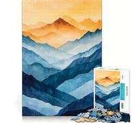 Puzzle de 1000 pièces représentant Un Paysage de Montagne à l'aquarelle,idéal pour Les Adolescents Activité ludique et stimulante pour développer la réflexion Taille Uniforme,pièces précises