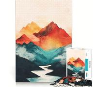 Puzzle de 1000 pièces représentant Un Paysage de Montagne à l'aquarelle Jeu de réflexion et d'adresse Assemblage Stable,pièces Qui ne bougent Pas Un Passe-Temps agréable pour Les Longs Week-Ends