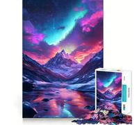 Puzzle de 1000 pièces représentant un paysage de montagne avec aurores boréales idéal pour les adolescents Un jeu de réflexion stimulant et anti-stress avec une découpe de qualité supérieure Un cadeau