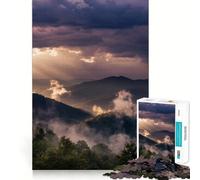 Puzzle de 1000 pièces représentant Un Paysage de Montagne avec Brouillard et lumière du Soleil idéal pour Les Adolescents pour améliorer Leur mémoire Un Passe-Temps Silencieux Un Cadeau Parfait