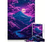 Puzzle de 1000 pièces représentant Un Paysage de Montagne avec des cerisiers en Fleurs au Japon,idéal pour Les Adultes Ce Puzzle stimule la mémoire et Offre Un Assemblage sans Couture C'est pour Noël