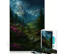 Puzzle de 1000 pièces représentant Un Paysage de Montagne avec des Fleurs et Un Chemin, idéal pour Les Adultes Jeu intellectuel apaisant et décoratif Mural de qualité (50x75cm)