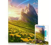 Puzzle de 1000 pièces représentant Un Paysage de Montagne avec des pissenlits et Une comète idéal pour Les Adolescents développement de la mémoire Design apaisant et Amusant Cadeau élégant (50x75cm)