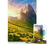Puzzle de 1000 pièces représentant Un Paysage de Montagne avec pissenlits et comète, pour Adultes Jeu de logique, détente et Divertissement, pour Les fêtes (38x26cm)