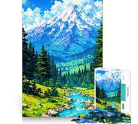 Puzzle de 1000 pièces représentant Un Paysage de Montagne avec rivière et forêt idéal pour Adultes Ce Jeu de réflexion et de détente aux Bords tendus est Parfait pour s'occuper Pendant Les fêtes