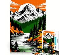 Puzzle de 1000 pièces représentant Un Paysage de Montagne avec rivière et forêt, idéal pour Les Adolescents Think Toy, Un Jouet apaisant et Amusant, aux Lignes épurées et à Collectionner (38x52cm)