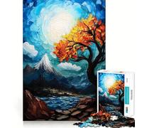 Puzzle de 1000 pièces représentant Un Paysage de Montagne avec Un Arbre, idéal pour Les Adultes Jeu intellectuel, Divertissement paisible, découpe précise et liste de souhaits du Père Noël (38x26cm)