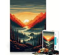 Puzzle de 1000 pièces représentant Un Paysage de Montagne avec Un Chalet au Coucher du Soleil idéal pour Adultes Jeu de réflexion et Divertissement d'intérieur Découpe de précision Cadeau de Noël