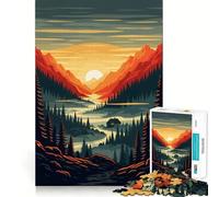 Puzzle de 1000 pièces représentant Un Paysage de Montagne avec Un Chalet au Coucher du Soleil, idéal pour Les Adolescents Stimule la mémoire, se détend et s'amuse Un Cadeau Exquis (50x75cm)
