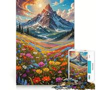 Puzzle de 1000 pièces représentant Un Paysage de Montagne avec Un Champ de Fleurs colorées, idéal pour Les Adolescents Jouet Wise Think, Calme et Amusant, à Collectionner (50x75cm)