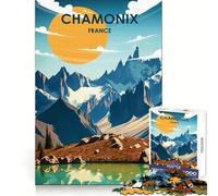 Puzzle de 1000 pièces représentant Un Paysage de Montagne de Chamonix,idéal pour Les Adolescents Développe la réflexion,ludique et léger,Bords Nets, (38x52cm)