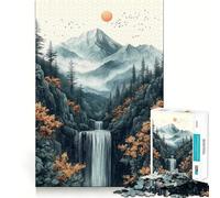 Puzzle de 1000 pièces représentant Un Paysage de Montagne et de Cascade avec des Oiseaux, idéal pour Les Adolescents Stimule la mémoire, se détend et s'amuse Un Cadeau Exquis (50x75cm)