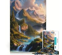 Puzzle de 1000 pièces représentant Un Paysage de Montagne et de Cascade, idéal pour Adultes Jeu intellectuel, Divertissement paisible, découpe précise, liste de souhaits du Père Noël (50x75cm)