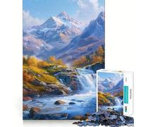 Puzzle de 1000 pièces représentant Un Paysage de Montagne et de Cascade, idéal pour Les Adolescents Jouet Wise Think, Calme et Amusant, à Collectionner (50x75cm)