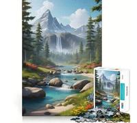 Puzzle de 1000 pièces représentant Un Paysage de Montagne et de Cascade, idéal pour Les Adolescents, pour améliorer Leur mémoire, Un Passe-Temps Calme et précis, Cadeau d'anniversaire (38x52cm)