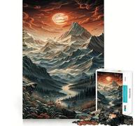 Puzzle de 1000 pièces représentant Un Paysage de Montagne et de rivière avec Coucher de Soleil idéal pour Adultes Jeu intellectuel Divertissement paisible découpe précise et liste de souhaits du Père