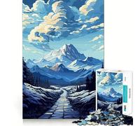 Puzzle de 1000 pièces représentant Un Paysage de Montagne Hivernal avec Un Chemin de Pierre Jeu de Concentration mentale,découpe de précision,Bords Lisses,Jeu de Construction de Liens significatifs