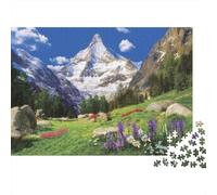 Puzzle de 1000 pièces représentant Un Paysage de Montagne, Le Cervin et Une Prairie Alpine. Jeu éducatif pour Adultes, décoration intérieure, idéal comme Dimensions : 52 x 38 cm.