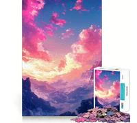 Puzzle de 1000 pièces représentant un paysage de montagne sous un ciel rose idéal pour les adolescents et leurs activités cérébrales Un cadeau saisonnier parfait pour se détendre et s'amuser (50x75cm)