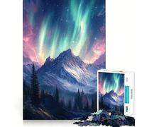 Puzzle de 1000 pièces représentant Un Paysage de Montagnes avec aurores boréales, idéal pour Adultes Stimule la mémoire, se détend et s'amuse Finitions précises Un Cadeau Parfait (38x52cm)