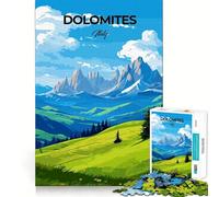 Puzzle de 1000 pièces représentant Un Paysage de Montagnes des Dolomites Jeu d'assemblage Facile et Intelligent pour se détendre et Passer Un Bon Moment Décoration de Noël (38x52cm)